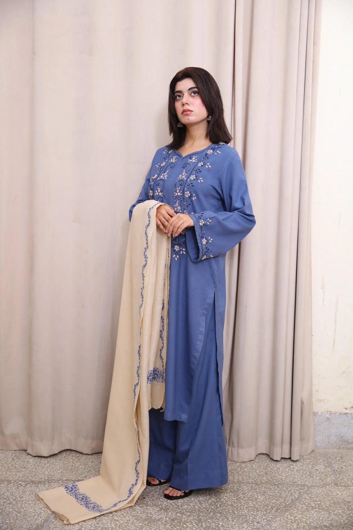 Dusty Slate Blue Three Piece